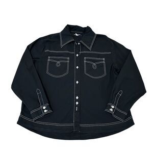 Urban Outfitters Western Black Contrast Stitching Button Down Top Size M